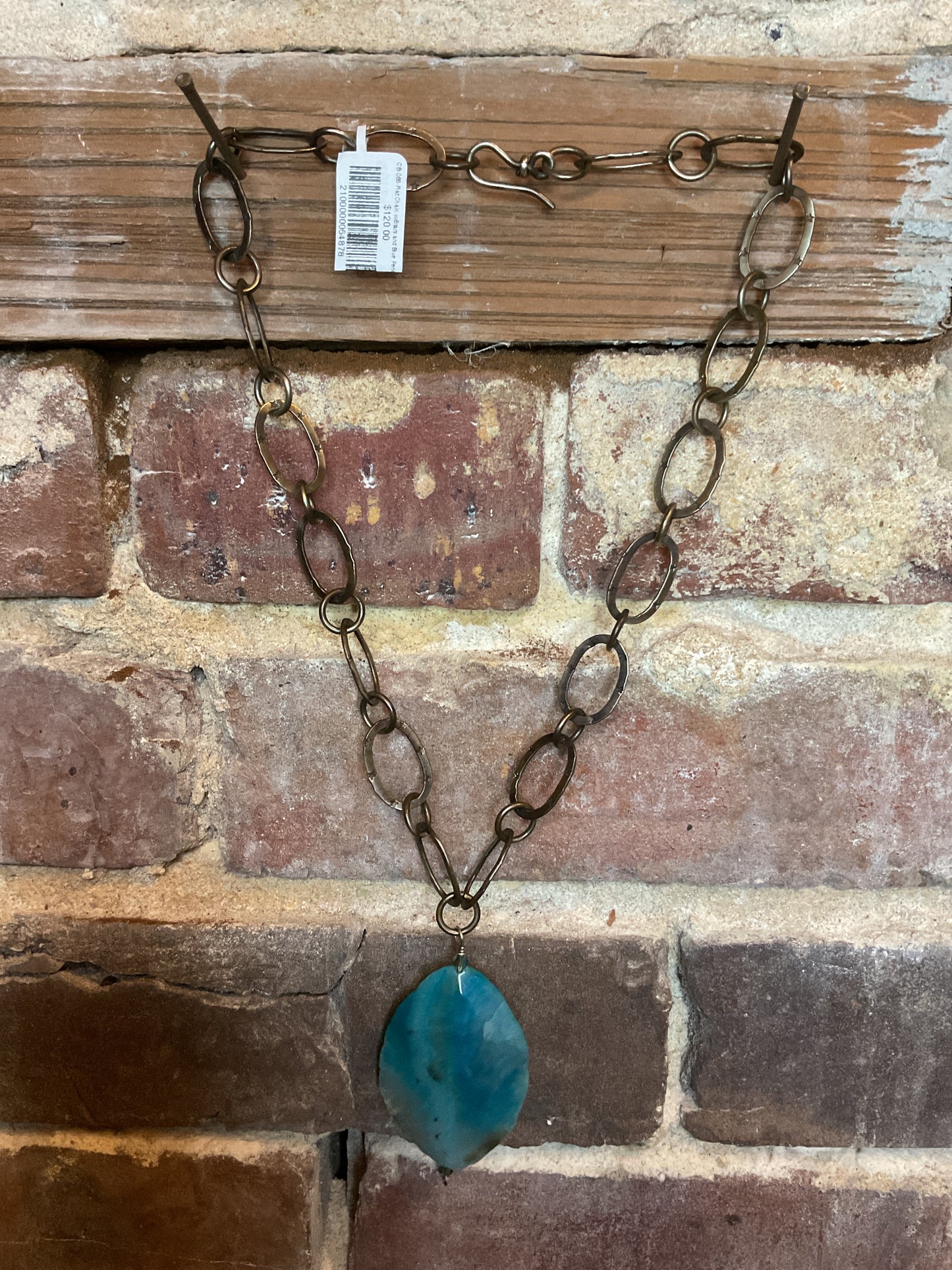 CB-068-Flat Chain w/Stars and Blue Pendant