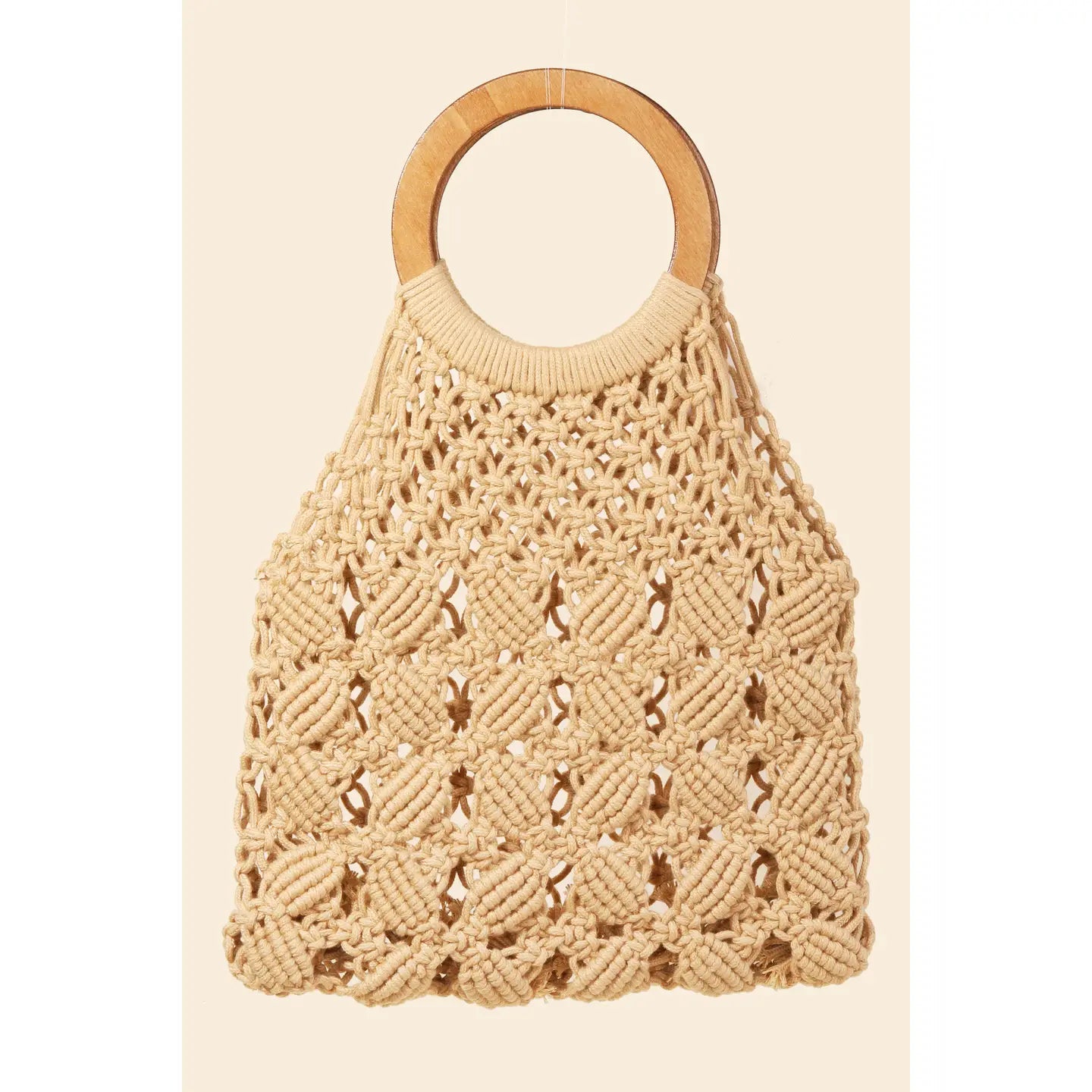 Boho Braided Bag w/Wooden Handle