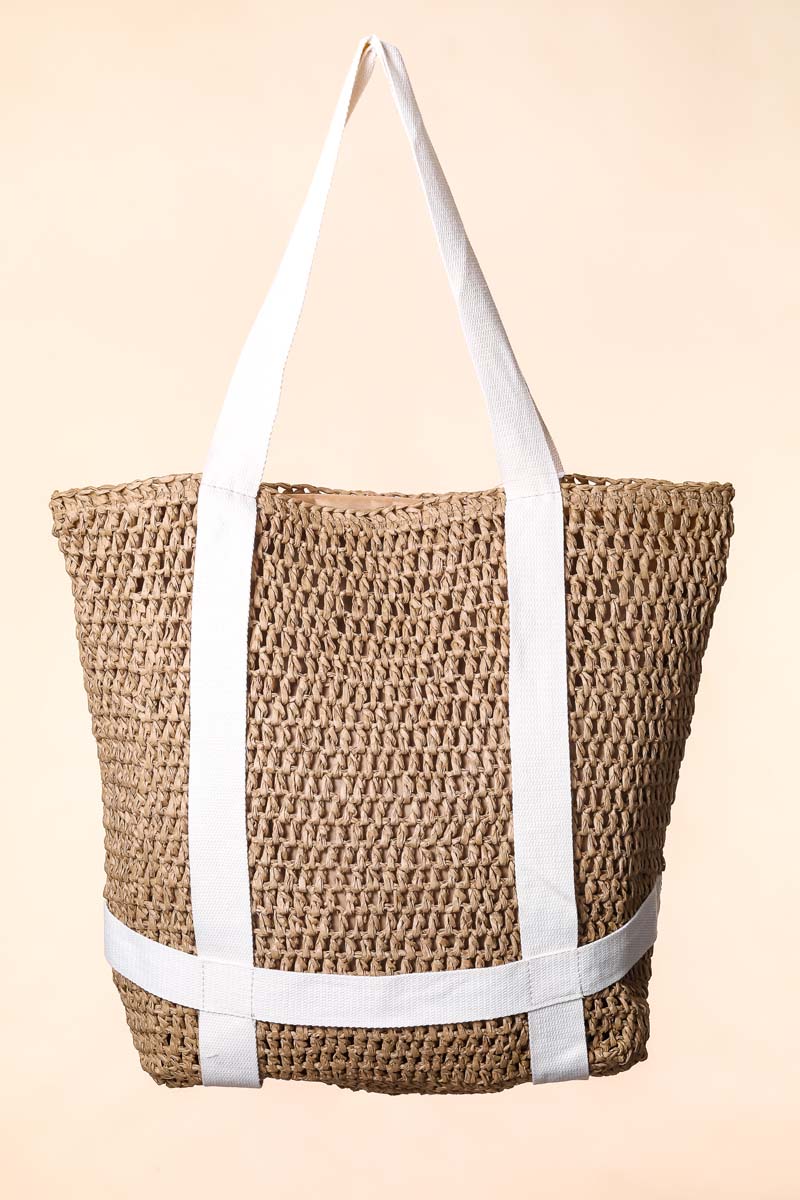 Straw Braided Hat Carrier Tote Bag