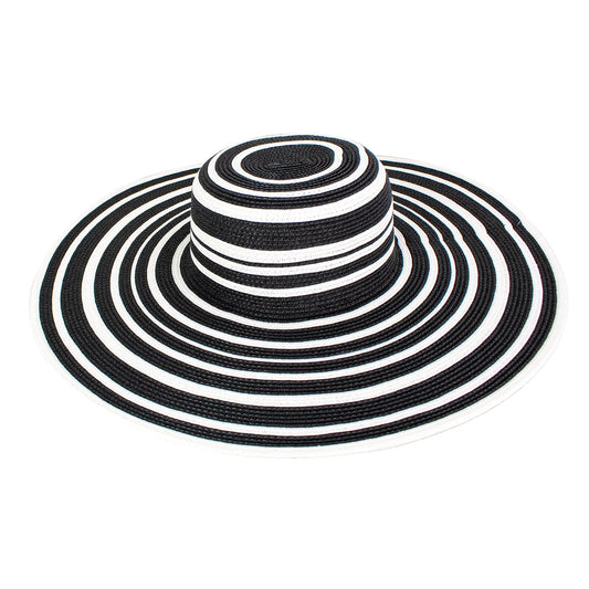 Drew-Striped Wide Brimmed Straw Hat